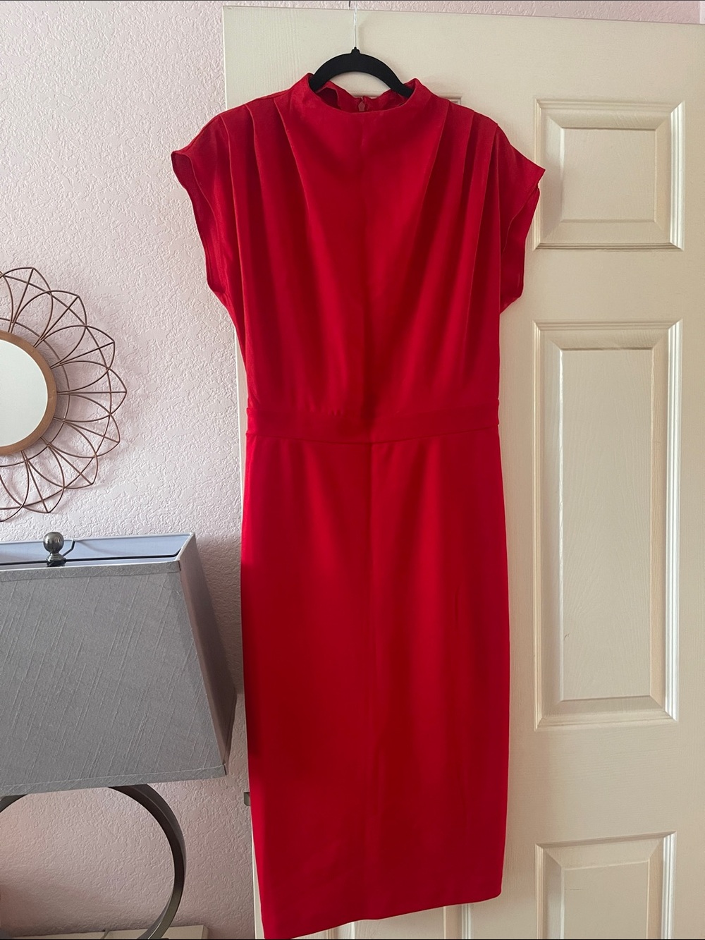 Express Red High-Neck Midi Dress